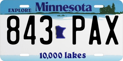 MN license plate 843PAX