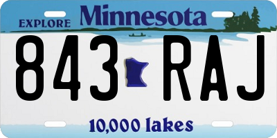 MN license plate 843RAJ