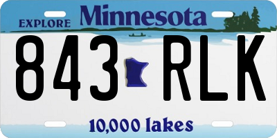 MN license plate 843RLK
