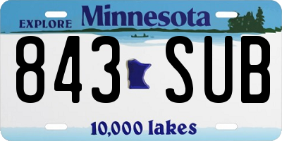 MN license plate 843SUB