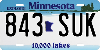 MN license plate 843SUK