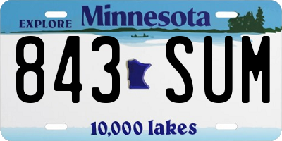 MN license plate 843SUM