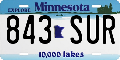 MN license plate 843SUR