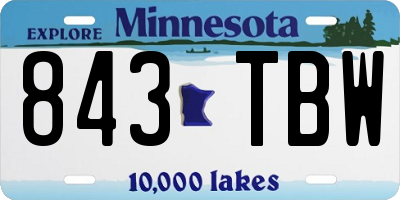 MN license plate 843TBW