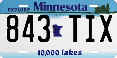 MN license plate 843TIX