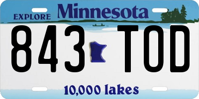 MN license plate 843TOD
