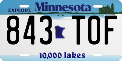 MN license plate 843TOF