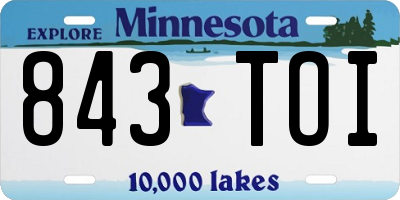 MN license plate 843TOI