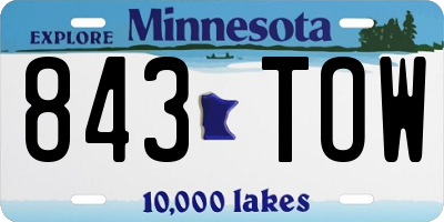 MN license plate 843TOW