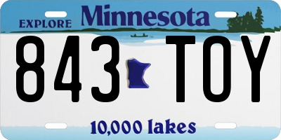 MN license plate 843TOY