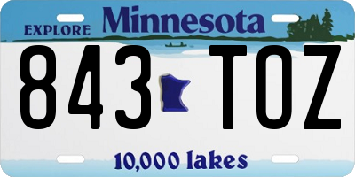 MN license plate 843TOZ