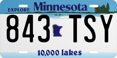 MN license plate 843TSY