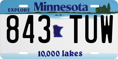 MN license plate 843TUW
