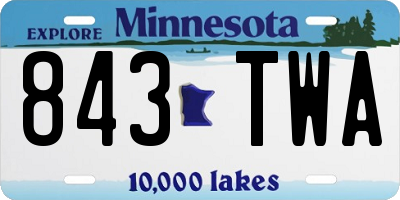 MN license plate 843TWA