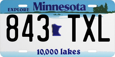 MN license plate 843TXL