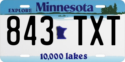 MN license plate 843TXT
