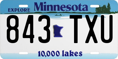 MN license plate 843TXU