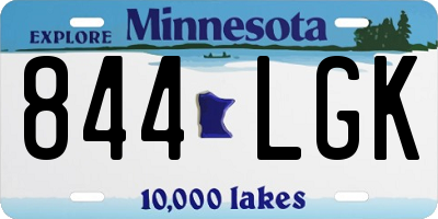 MN license plate 844LGK
