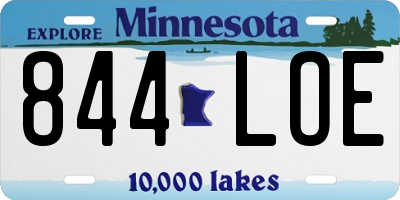 MN license plate 844LOE