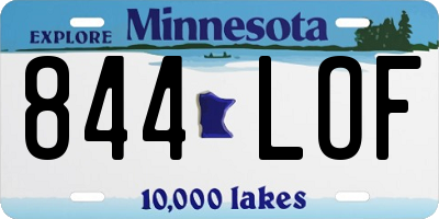 MN license plate 844LOF