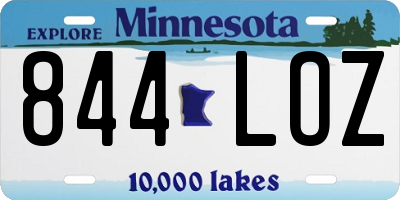 MN license plate 844LOZ
