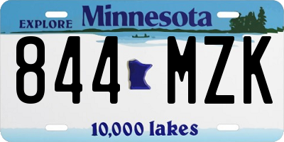 MN license plate 844MZK