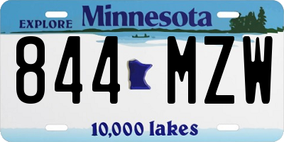 MN license plate 844MZW