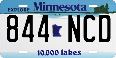 MN license plate 844NCD
