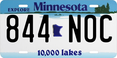 MN license plate 844NOC