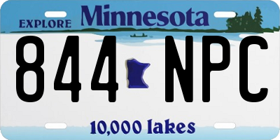 MN license plate 844NPC
