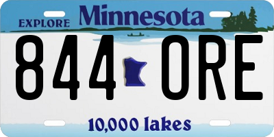 MN license plate 844ORE