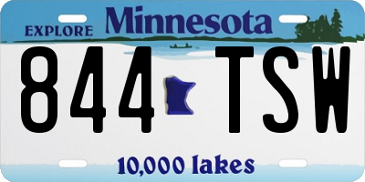 MN license plate 844TSW
