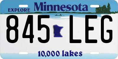 MN license plate 845LEG