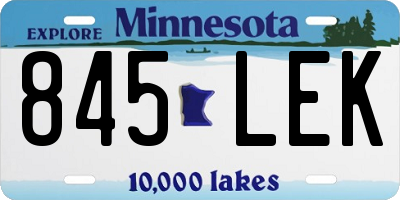 MN license plate 845LEK