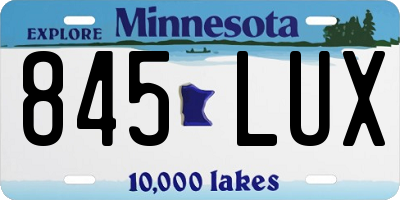 MN license plate 845LUX