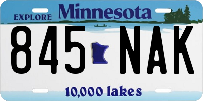 MN license plate 845NAK