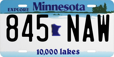 MN license plate 845NAW