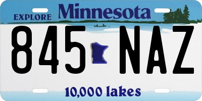 MN license plate 845NAZ