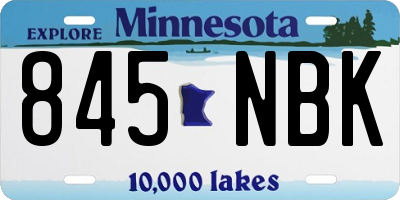 MN license plate 845NBK