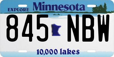MN license plate 845NBW