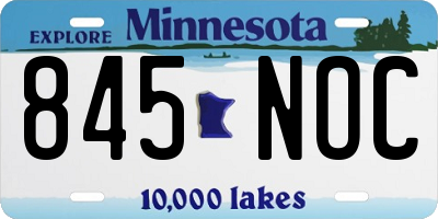MN license plate 845NOC