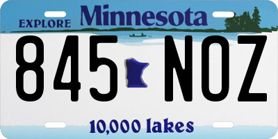 MN license plate 845NOZ