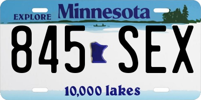 MN license plate 845SEX