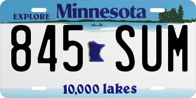 MN license plate 845SUM