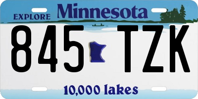 MN license plate 845TZK