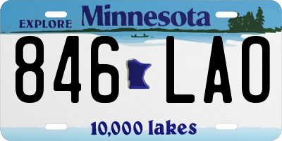 MN license plate 846LAO