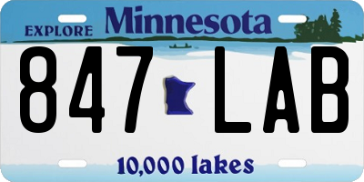 MN license plate 847LAB