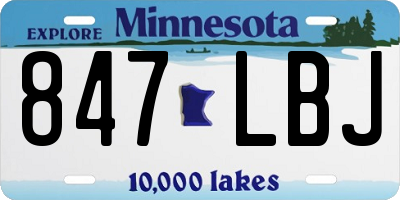 MN license plate 847LBJ
