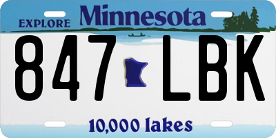 MN license plate 847LBK