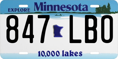 MN license plate 847LBO